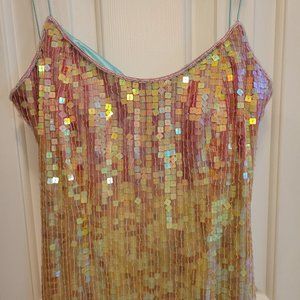 Sequin silk long party dress